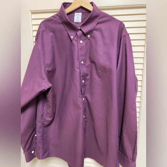 Brooks Brothers Shirt Mens 2XL Maroon Regent Fit Supima Cotton Long Sleeve - Picture 9 of 15